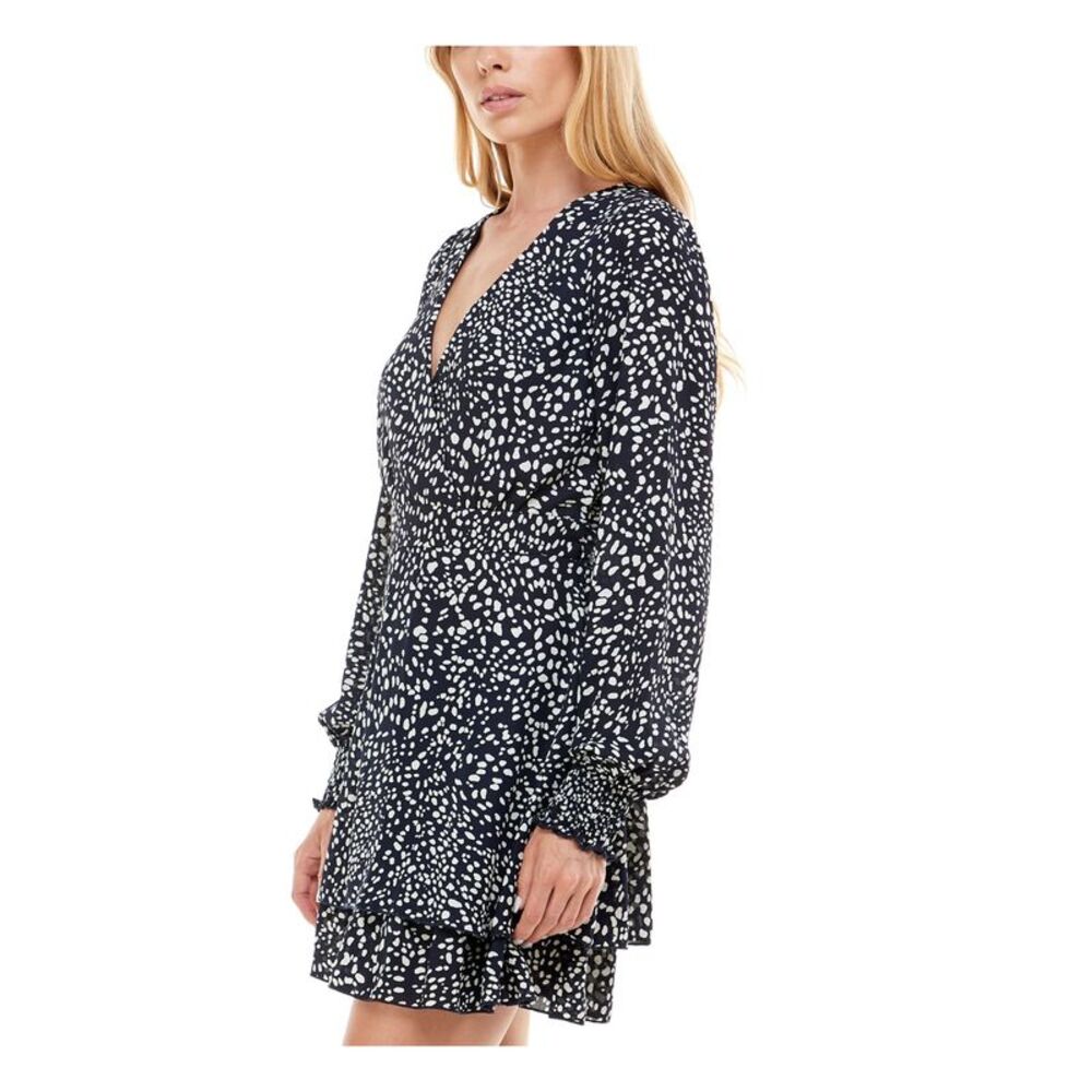 EMERALD SUNDAE Womens Navy Long Sleeve Short Party Fit + Flare Dress 1 - Picture 3 of 4